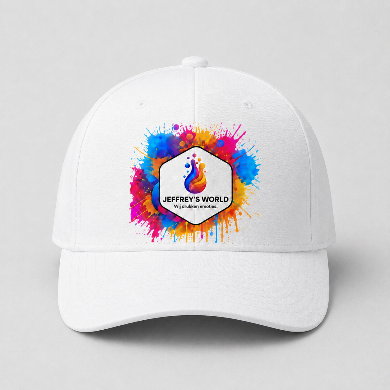 Witte pet met eigen sublimatiebedrukking